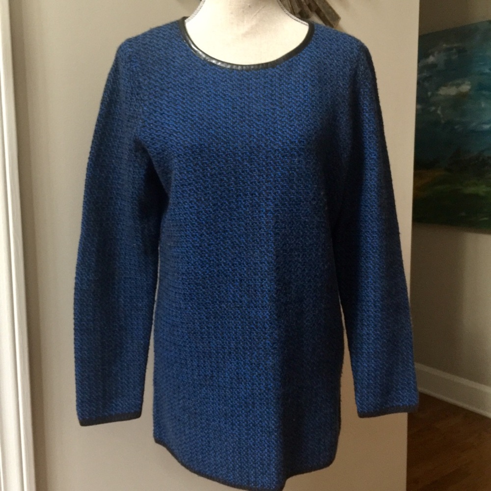 CREMIEUX Sweater Tunic With Faux Leather Trim